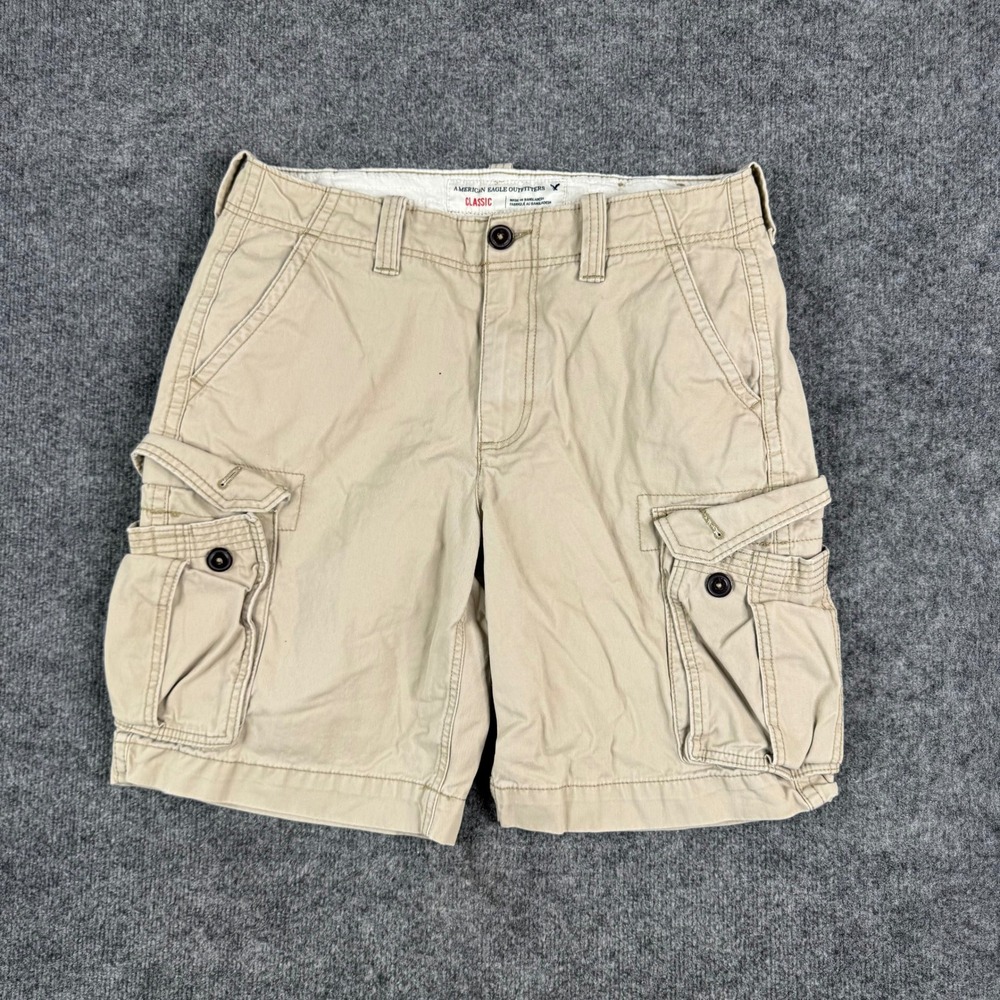 American Eagle Cargo Shorts Mens Size 32 Tan Classic Cotton Utility Pocket